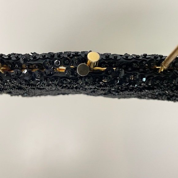 Vintage Black Hand Beaded Bag Made in Hong Kong - Picture 2 of 7